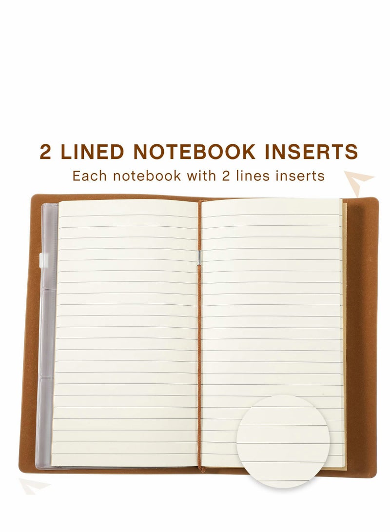 Leather Notebook, 4 Pack Vintage Travel Notebook Journal, Refillable Journal Diary Planner, Pu Leather Lined Note Book Writing Journal for Men Women, 4.72 x 7.87 Inches, 80 Sheets/ 160 s - Image 5